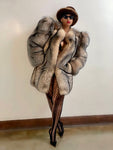 Fallon Aurielle Red Fox Fur Drama Coat (Natural Brown)