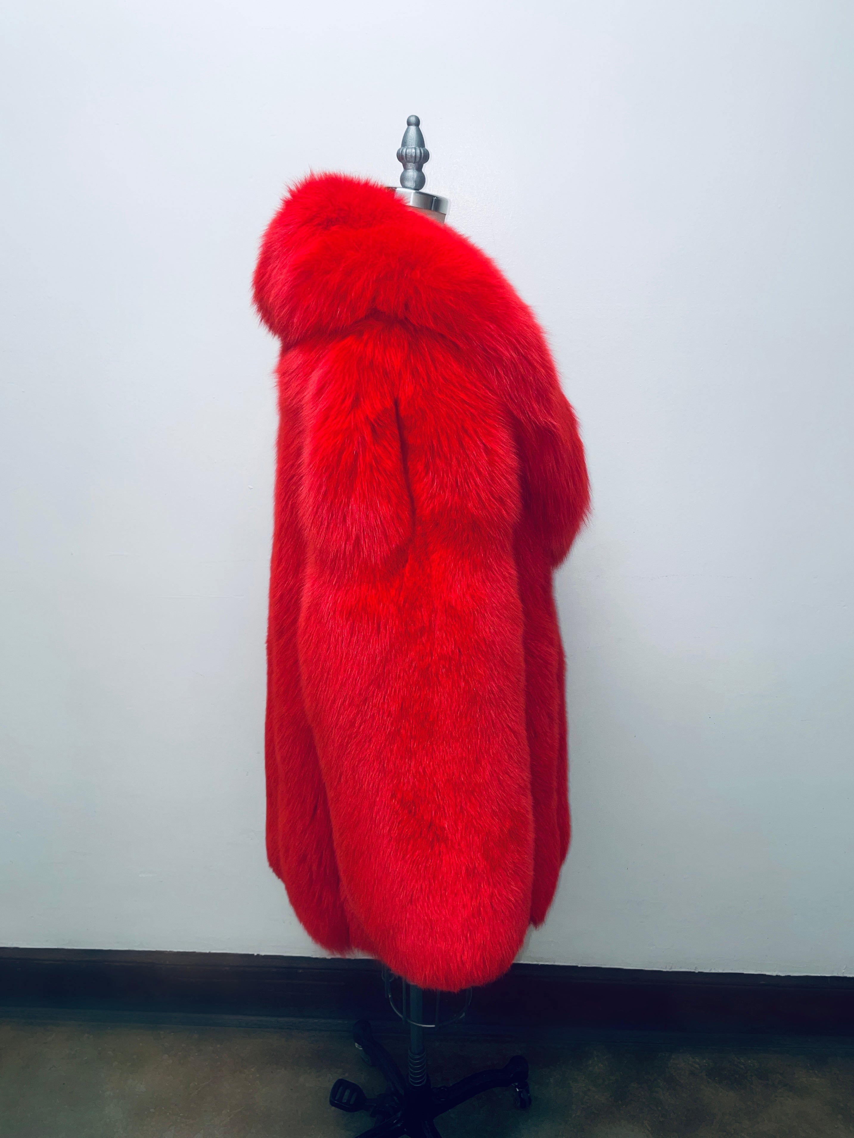 Fallon Aurielle 3/4 Fox Fur Coat (Snow White, Black, Red & Hot Pink)