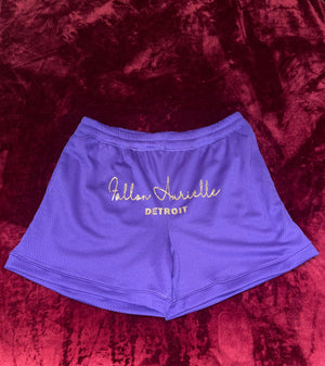 Fallon Aurielle Unisex Signature 3 Piece Detroit Basketball Short Set (Purple & Gold)