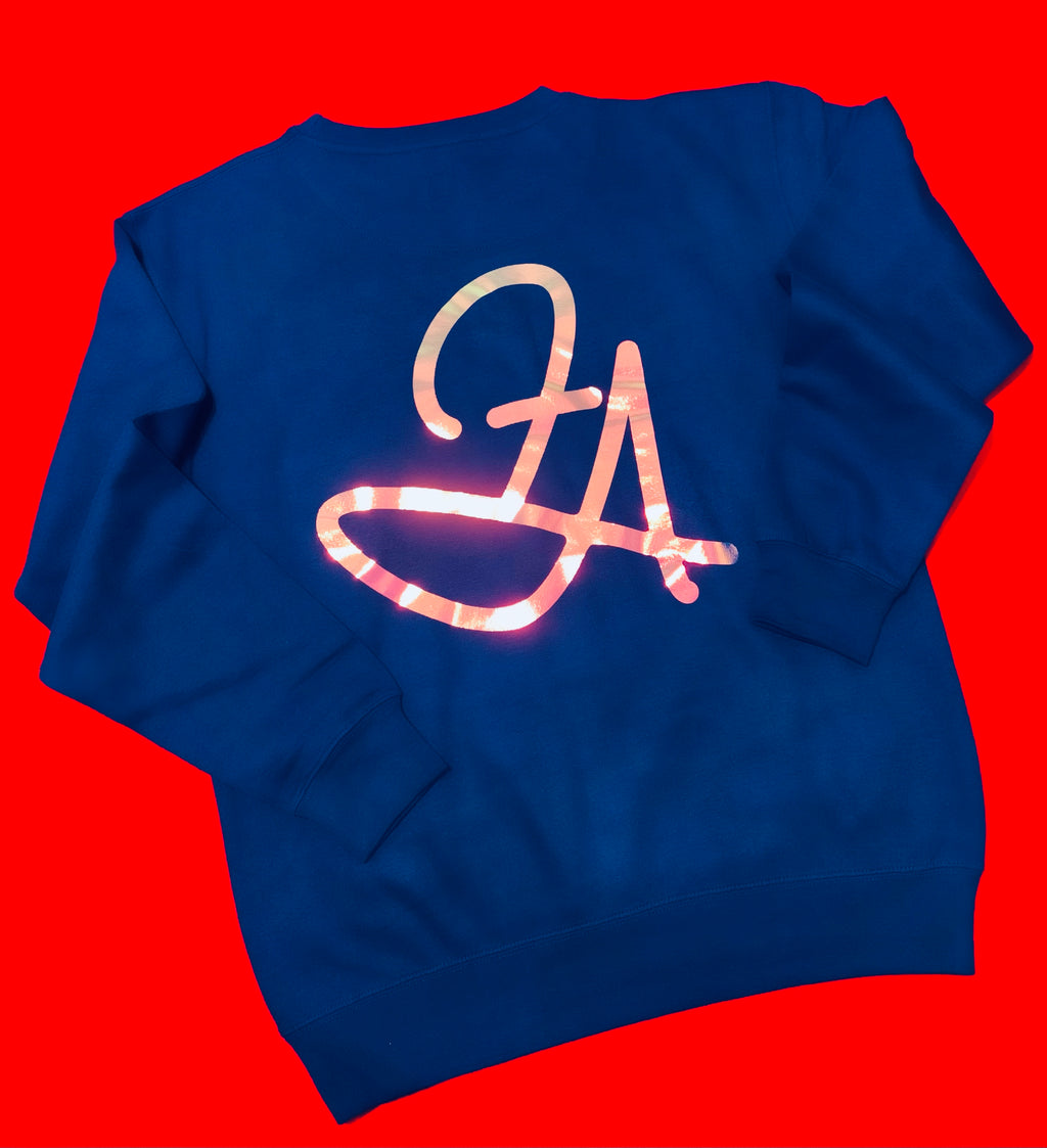 Fallon Aurielle & F.A. Unisex Signature Crewneck Sweater (Royal Blue & Holographic)