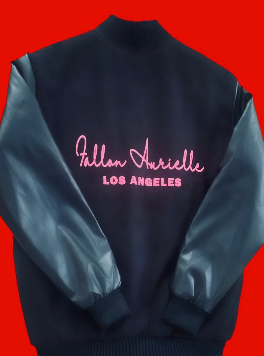 Fallon Aurielle Unisex Signature Los Angeles Rep Yo Set Members Only Jacket (Black & Neon Pink)