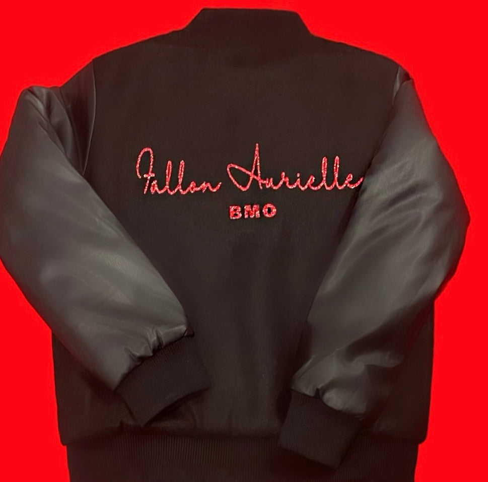 Fallon Aurielle Unisex Signature (BMO) Detroit Rep Yo Set Members Only Jacket (Black & Red Sparkle)