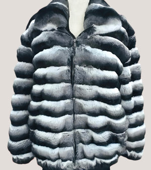 Fallon Aurielle Dynasty Chinchilla Jacket (Black, White & Gray)