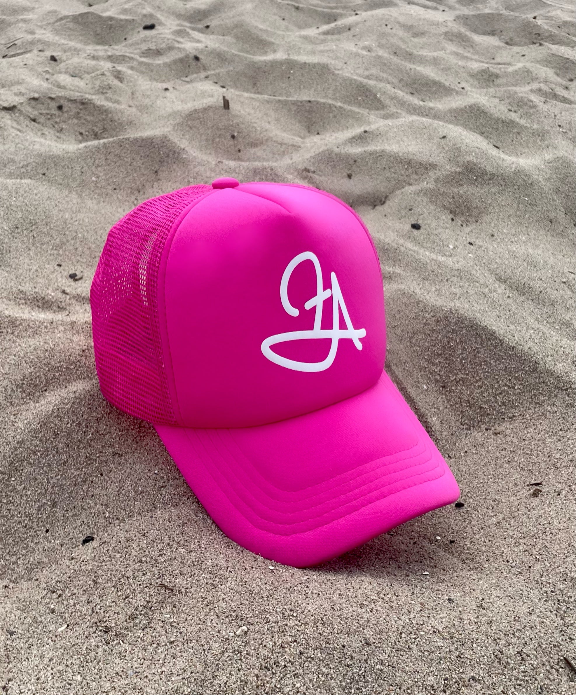 Fallon Aurielle F.A. Signature Classic Trucker Snapback Hat (Neon Pink & White)