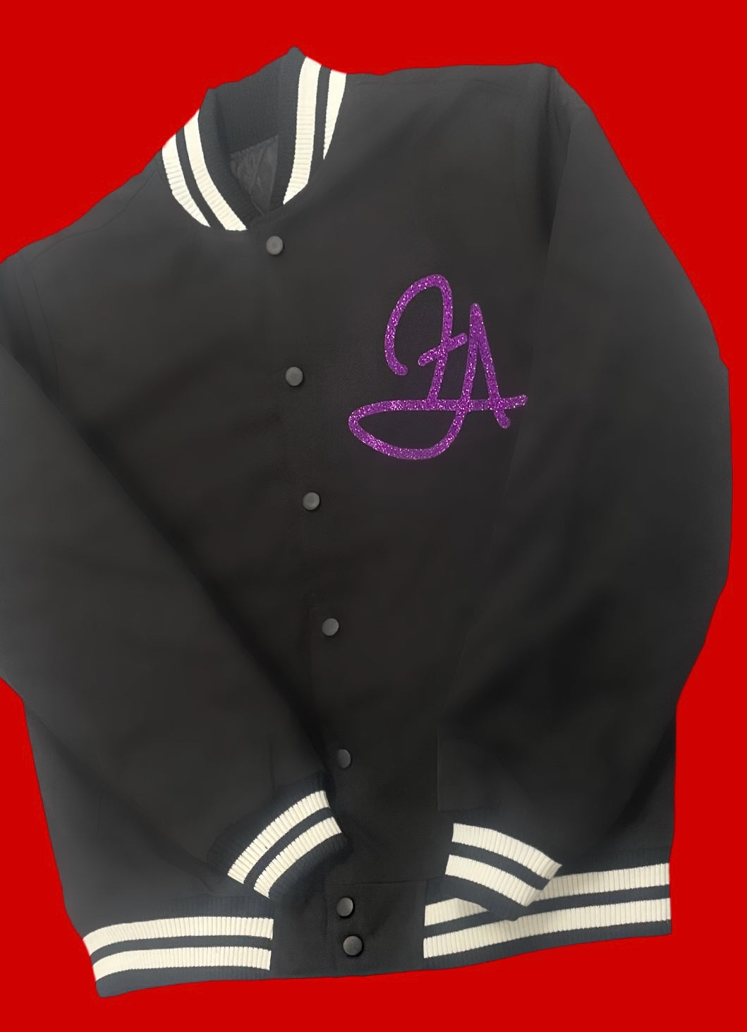 Fallon Aurielle Unisex Signature Detroit Rep Yo Set Members Only Jacket (Black, White & Purple Sparkle)