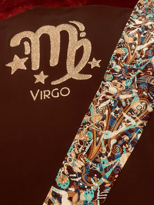 Fallon Aurielle Signature Virgo Logo & Name Zodiac Curvy Plus Leggings Set (Brown, Gold & Rainbow Multi)