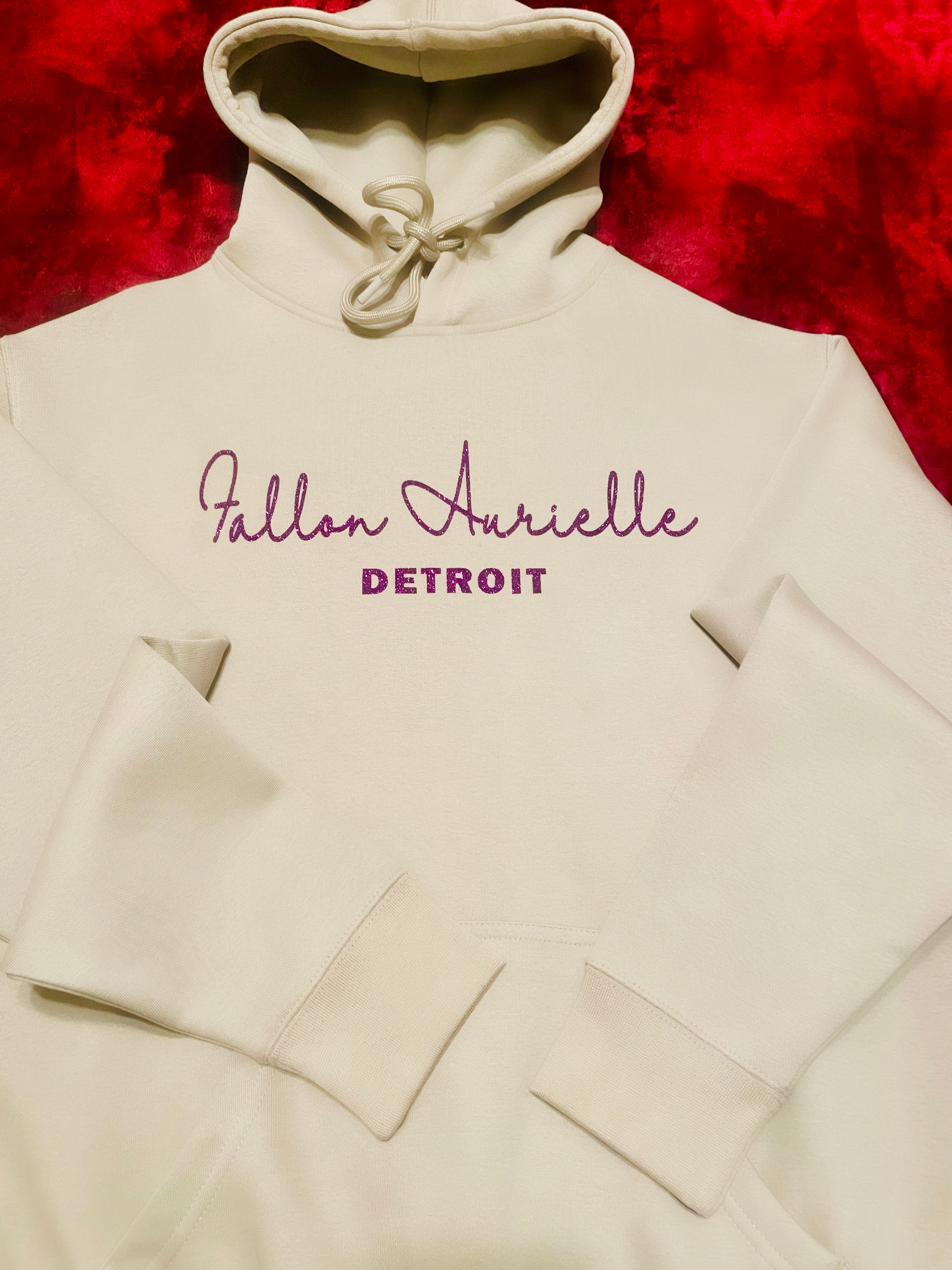 Fallon Aurielle Unisex Signature Detroit  Rep Yo Set Hoodie (Taupe & Purple Sparkle)