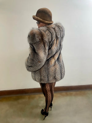 Fallon Aurielle Red Fox Fur Drama Coat (Natural Brown)