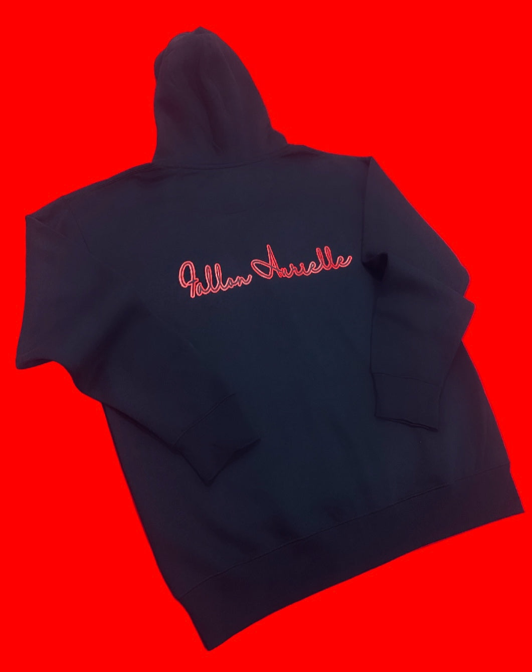 Fallon Aurielle 2 Tone Unisex Signature Classic Zip Hoodie Jogging Set (Black & Red)