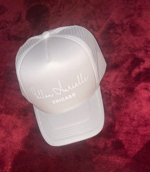 Fallon Aurielle Signature Chicago Trucker Snapback Hat (White On White)