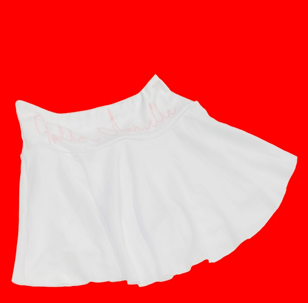 Fallon Aurielle Signature Classic It Girl Tennis Skirt (White & Baby Pink)