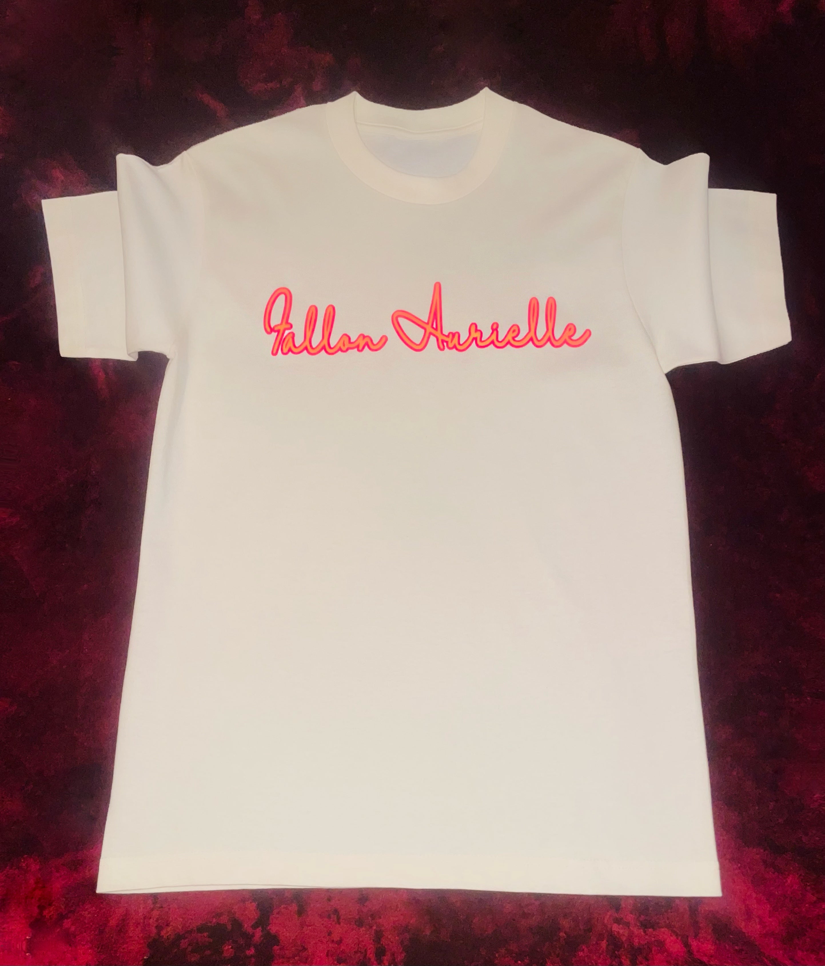 Fallon Aurielle Unisex Signature T-Shirt (Cream, Neon Orange & Pink)