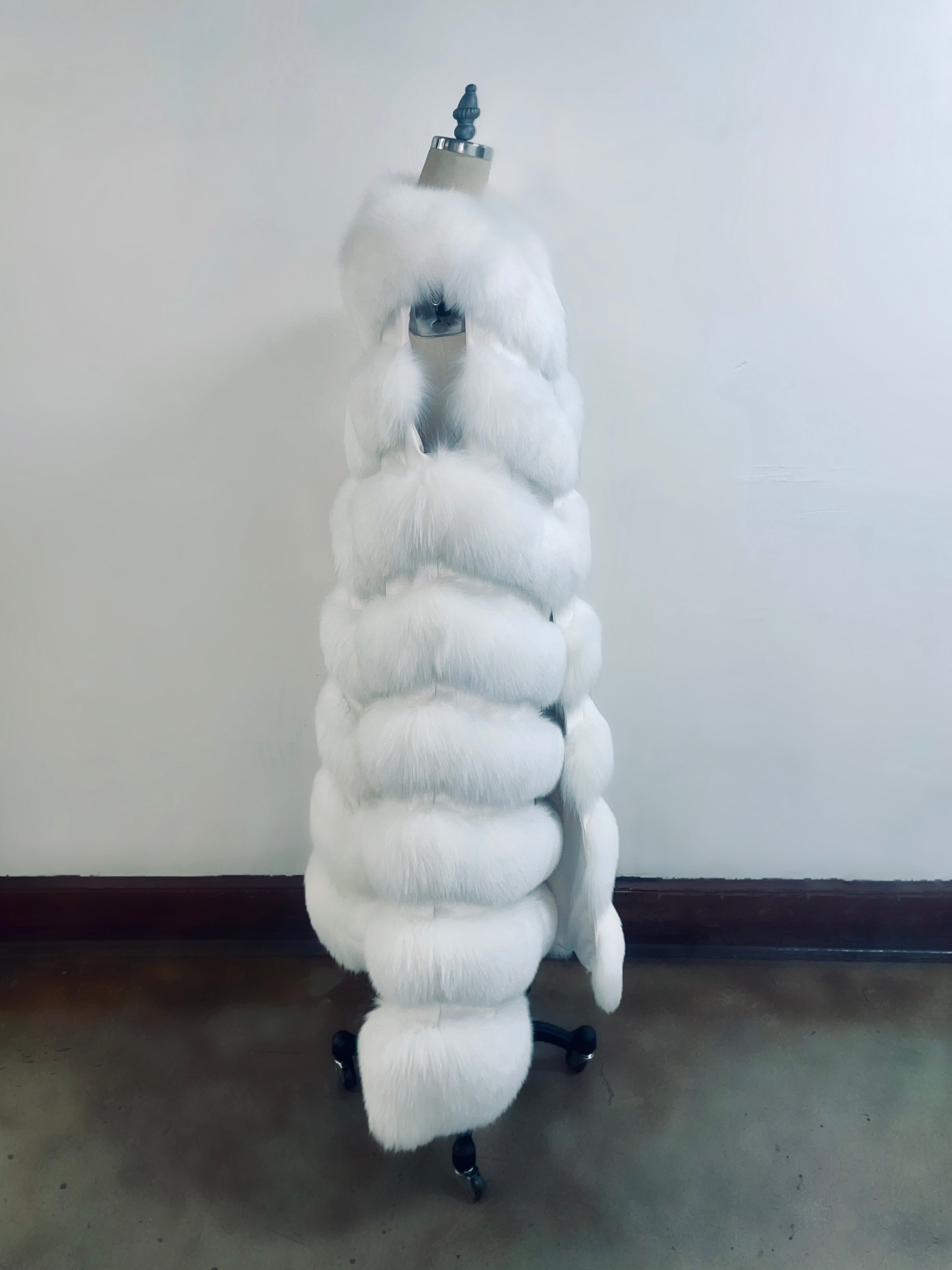 Fallon Aurielle Long Fox Fur Vest (White)