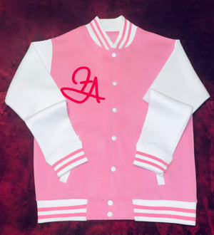 Fallon Aurielle Unisex Signature Gemini Logo & Name Zodiac Jacket (Pink, White & Red)