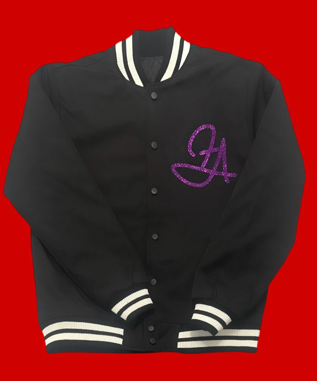 Fallon Aurielle Unisex Signature Detroit Rep Yo Set Members Only Jacket (Black, White & Purple Sparkle)