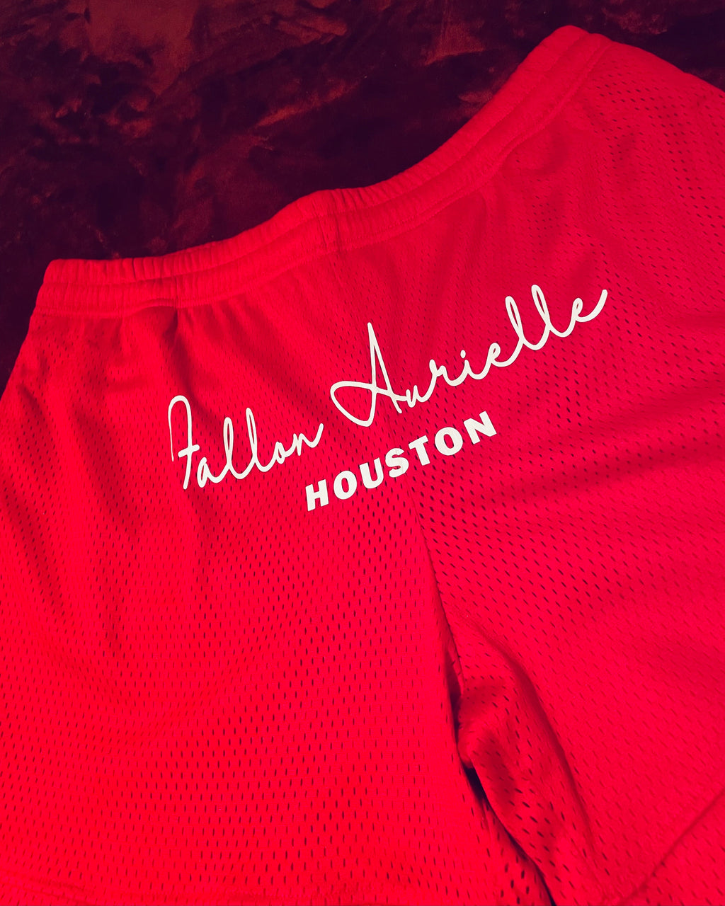 Fallon Aurielle Unisex Signature Houston Rep Yo Set Basketball Shorts (White & Red)