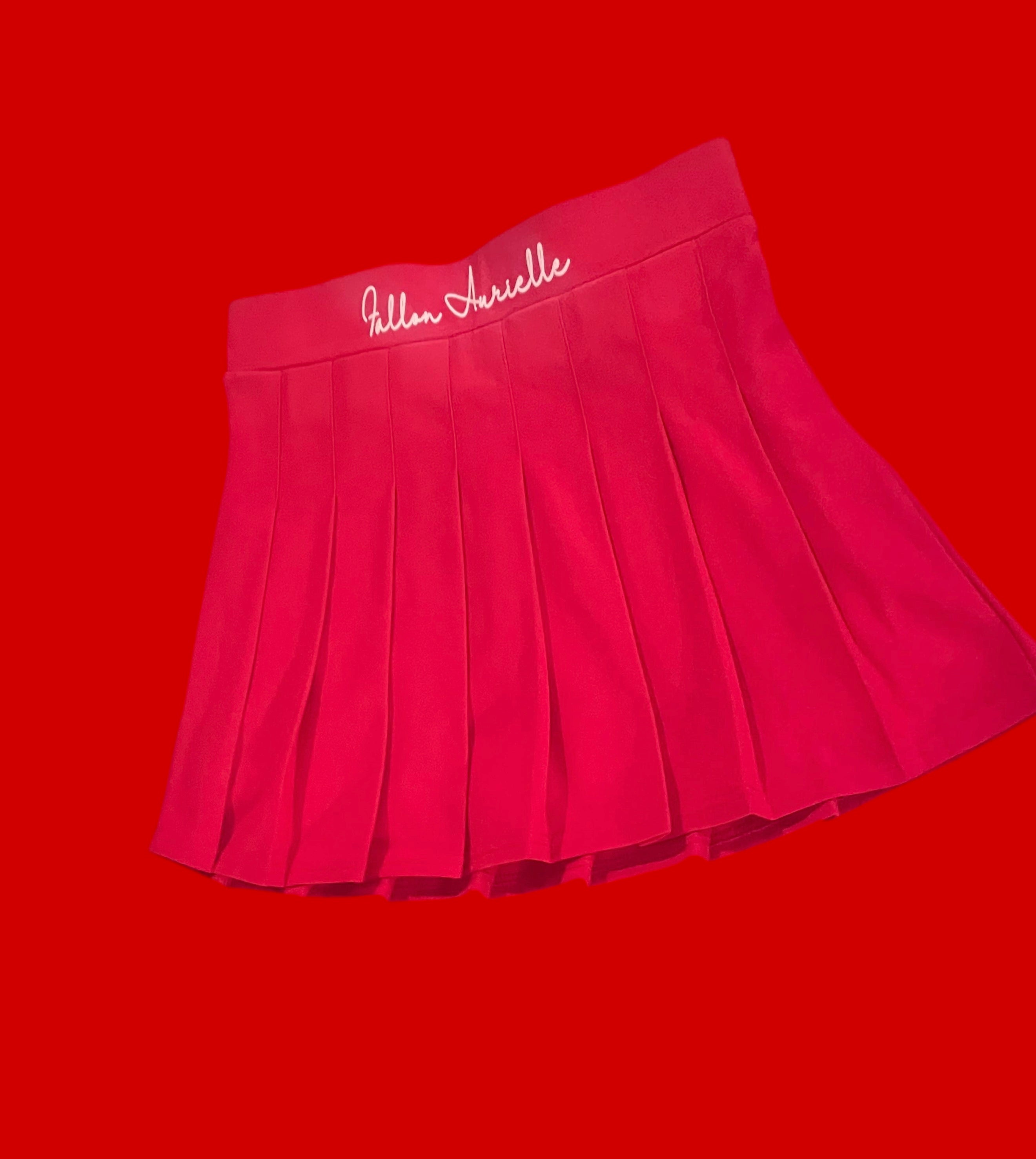 Fallon Aurielle Signature Classic 3 Piece Tennis Skirt Set (Red & White)