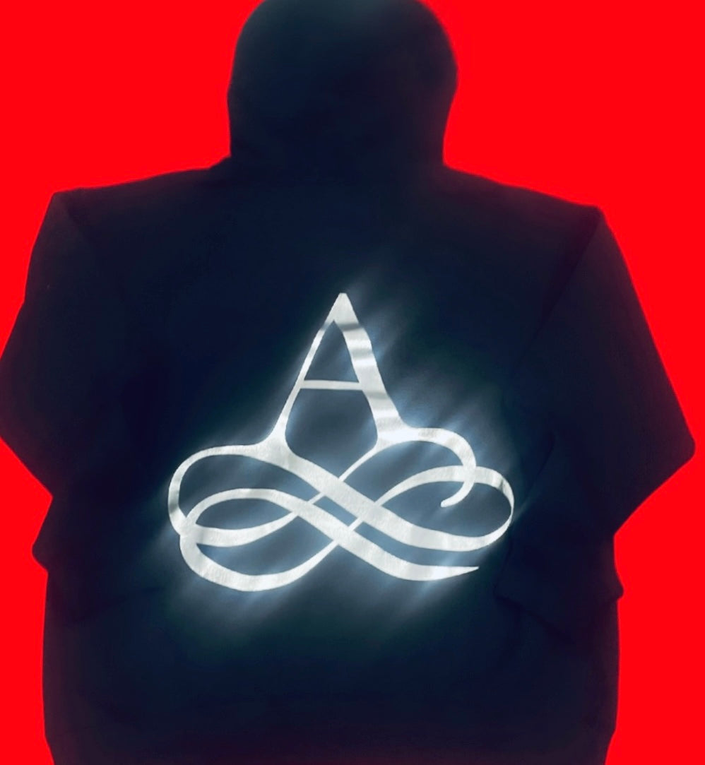 Fallon Aurielle
Unisex Signature Rep Yo Initial (A) 
A-Z Stacked Jogging Set (Black & Silver)