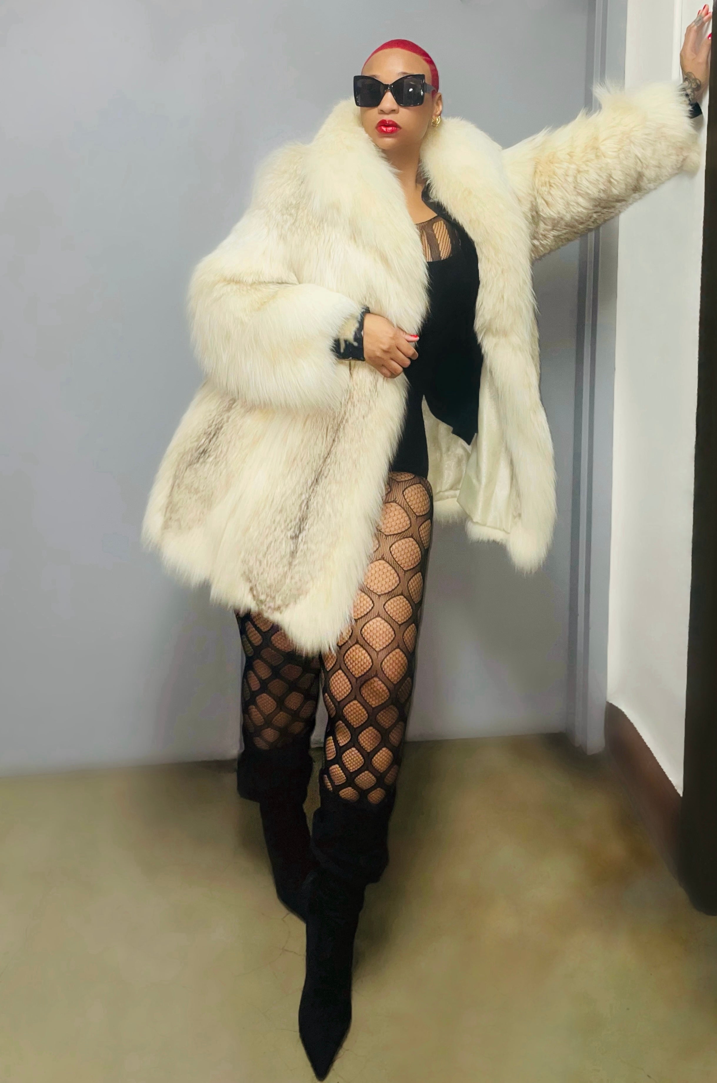 Fallon Aurielle Fox & Lynx Crème De La Crème Fur Coat (Cream)