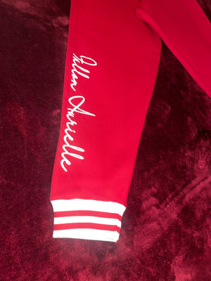 Fallon Aurielle Unisex Signature Scorpio Logo & Name Zodiac Jacket Jogging Set (Red & White)