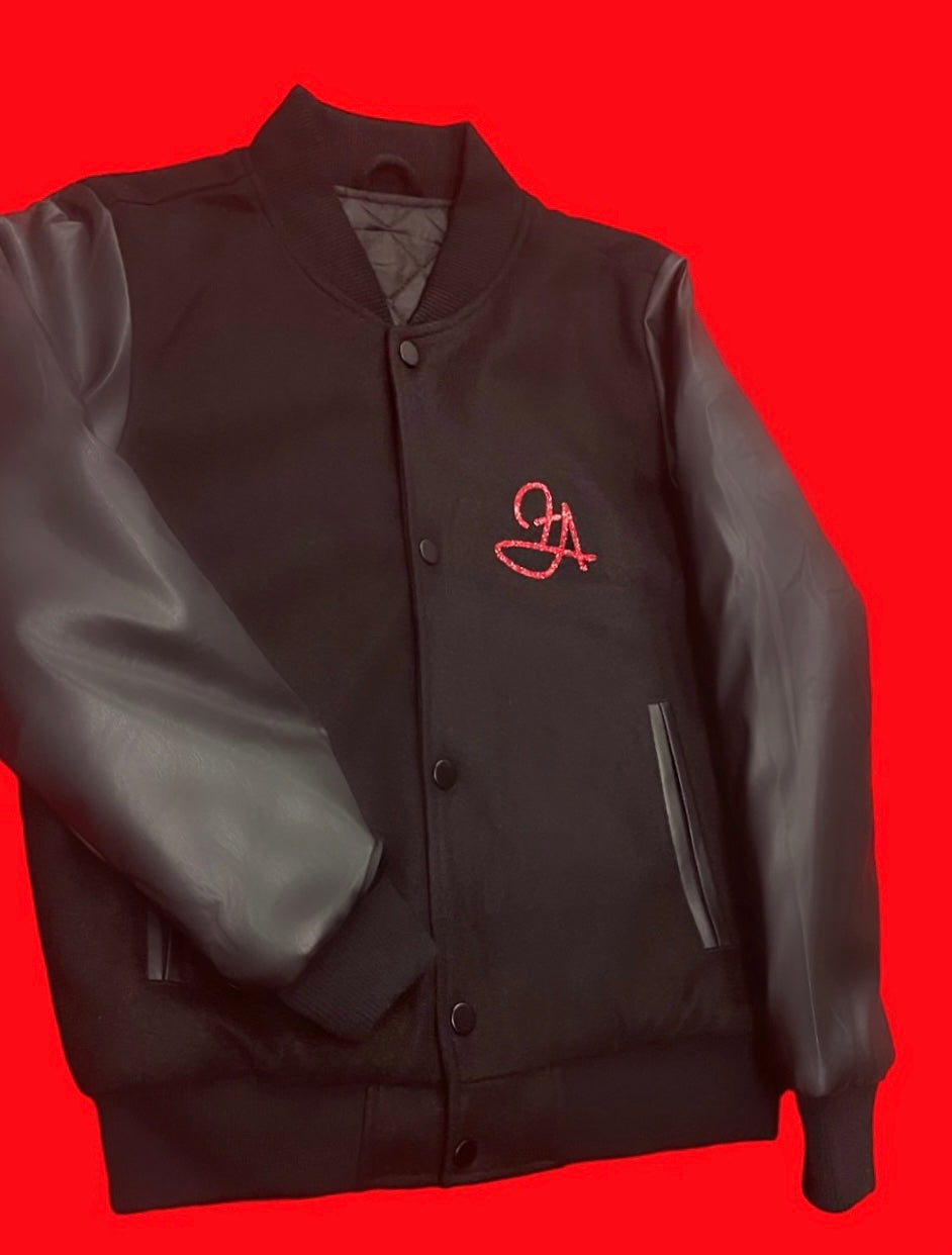 Fallon Aurielle Unisex Signature (BMO) Detroit Rep Yo Set Members Only Jacket (Black & Red Sparkle)