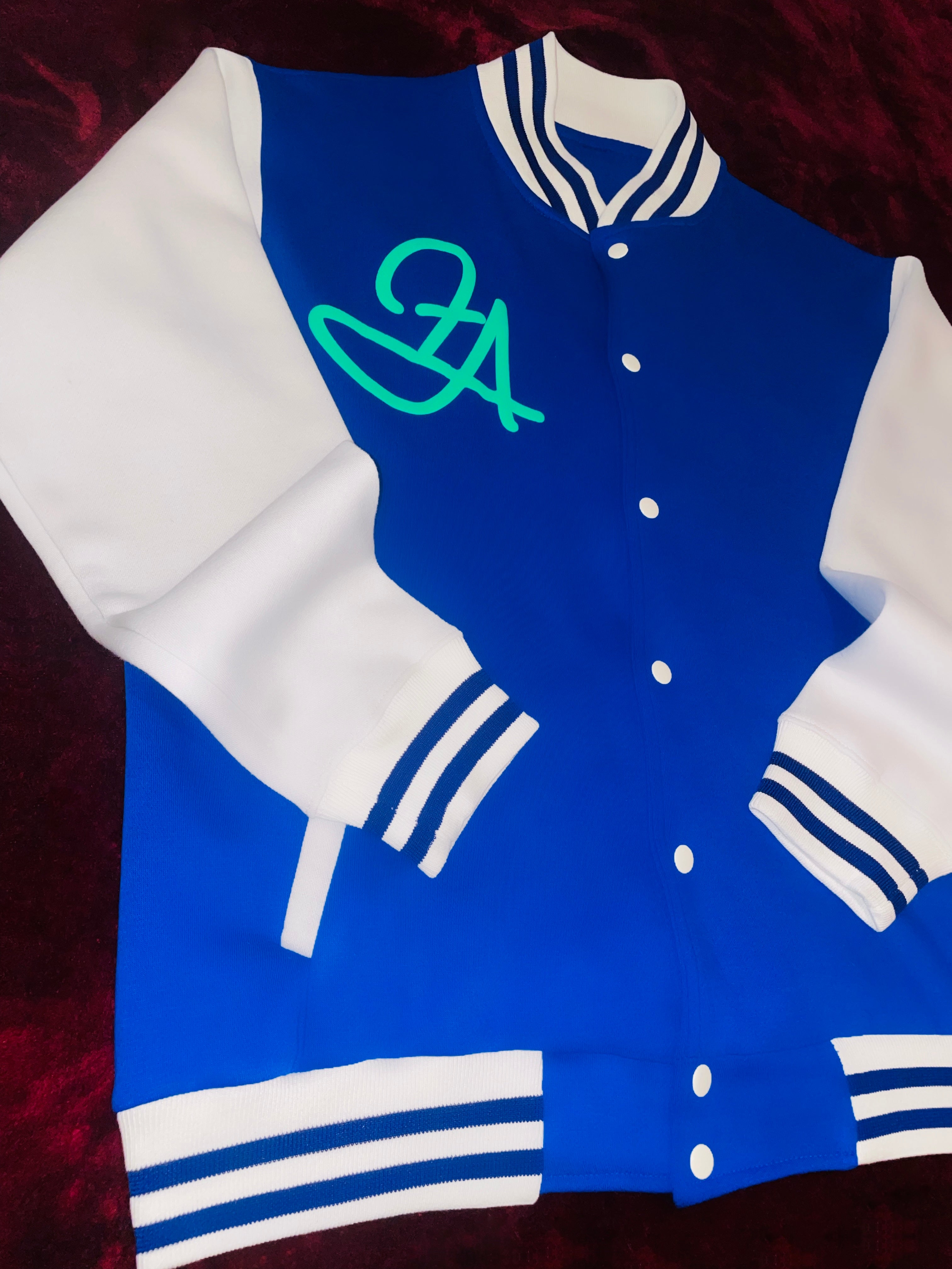 Fallon Aurielle Unisex Signature Taurus Zodiac Jacket Jogging Set (Royal Blue, White & Lime Green)