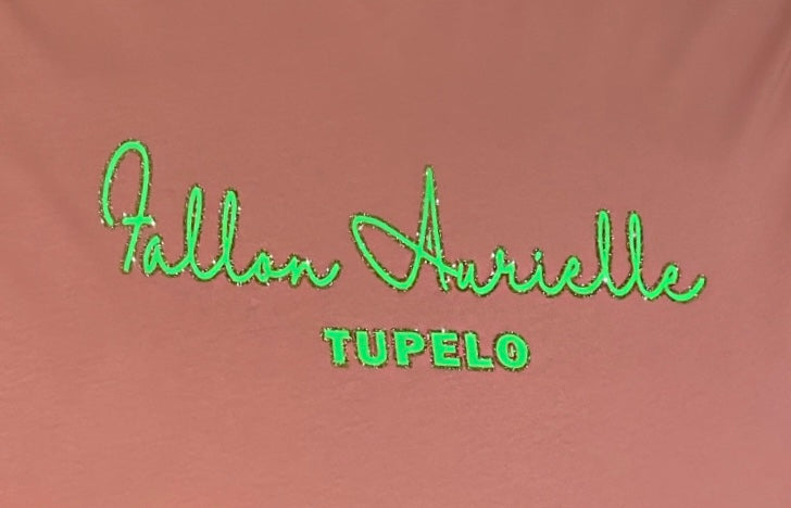 Fallon Aurielle Unisex Signature Tupelo T-Shirt (Peach, Lime Green & Gold)