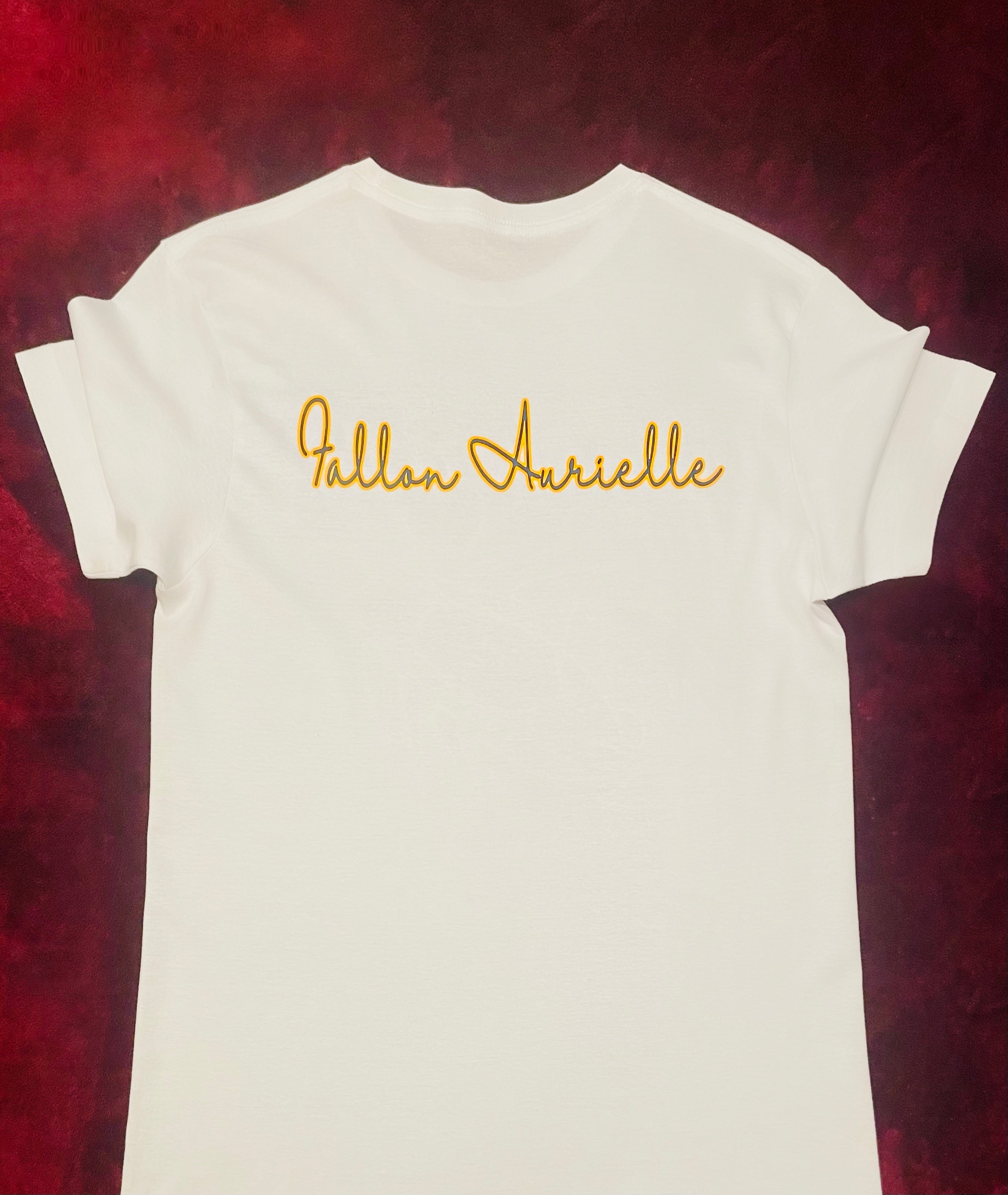 Fallon Aurielle Unisex Signature Scorpio Scorpion Zodiac T-Shirt (White, Golden Yellow & Navy Blue)