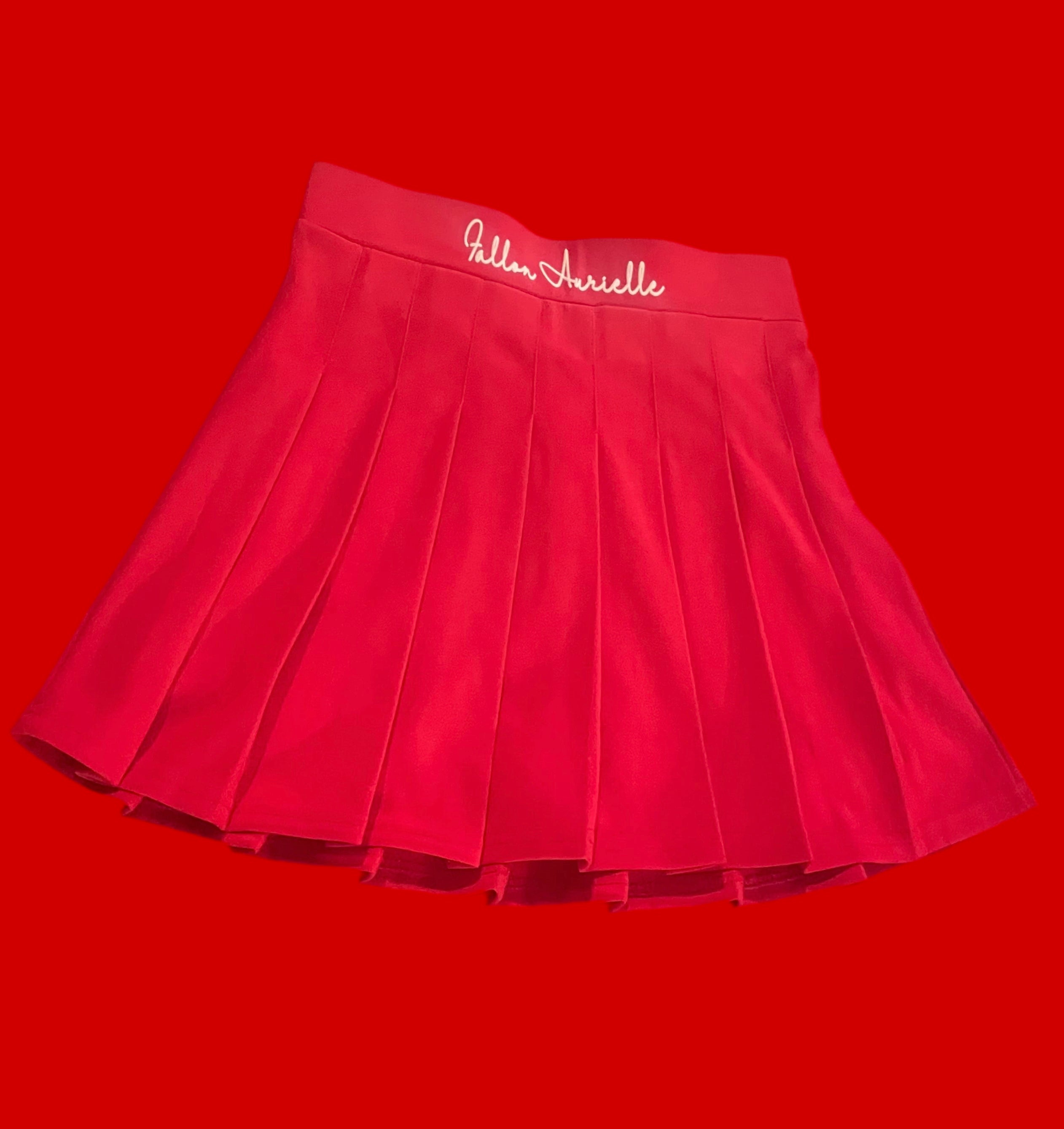Fallon Aurielle Signature Classic 3 Piece Tennis Skirt Set (Red & White)