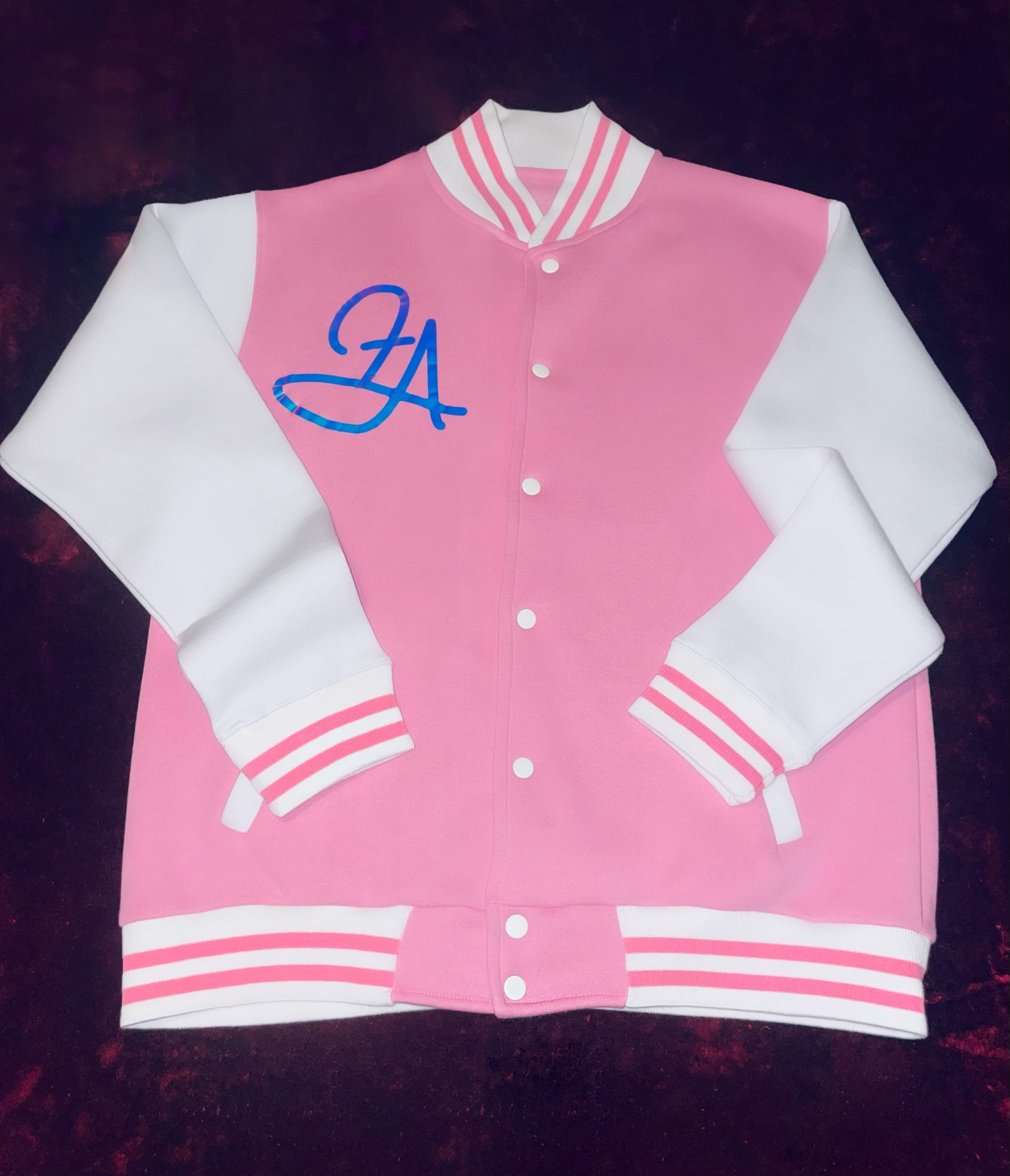 Fallon Aurielle Unisex Signature Taurus Logo & Name Zodiac Jacket (Pink, Holographic & White)