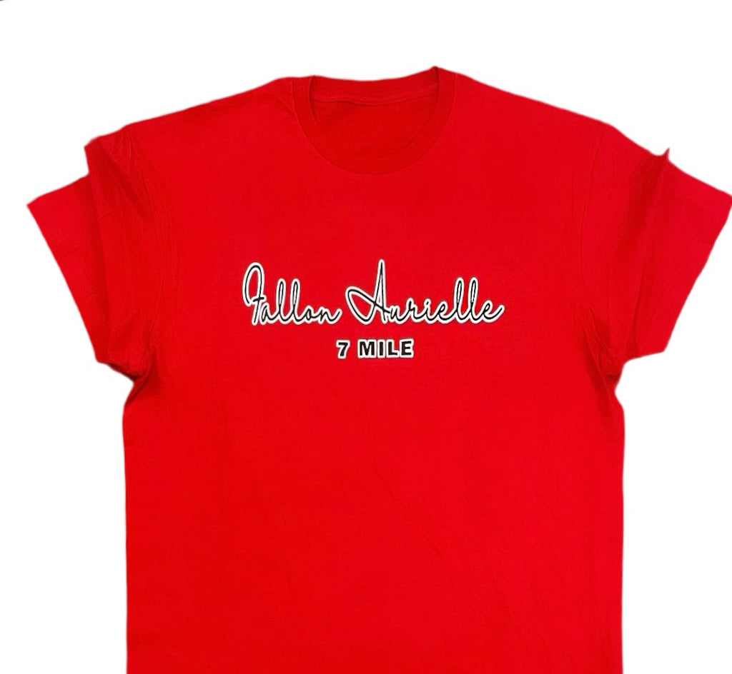 Fallon Aurielle Unisex 2 Tone Signature 7 Mile Rep Yo Set T-Shirt (Red, White & Black)