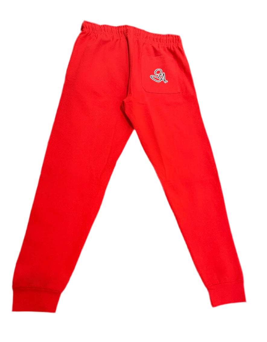 Fallon Aurielle Unisex 2 Tone Signature 7 Mile Rep Yo Set 3 Piece Jogger Set (Red, White & Black)