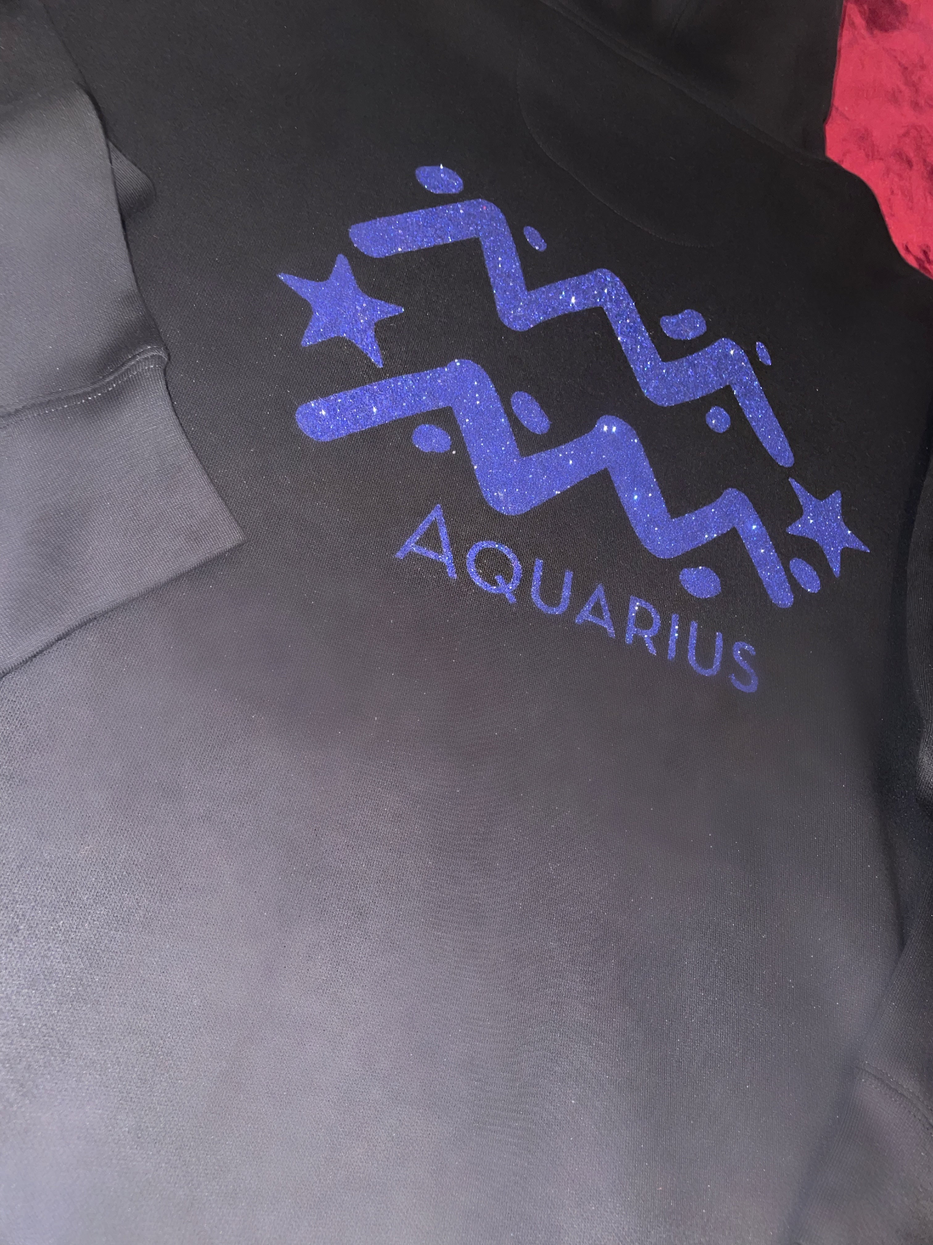 Fallon Aurielle Unisex Signature Aquarius Logo & Name Zodiac Jogging Set (Black & Purple Sparkle)