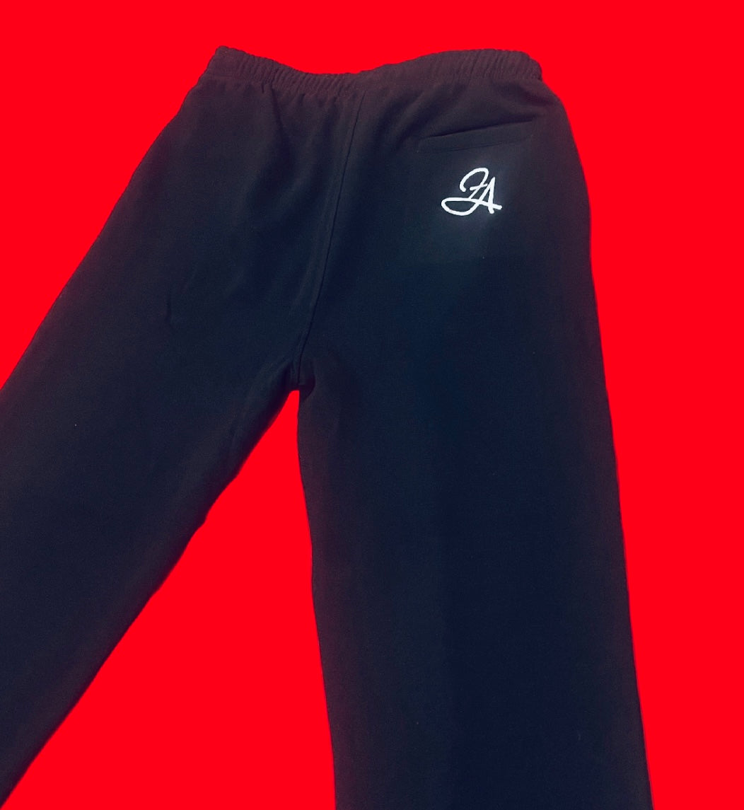 Fallon Aurielle
Unisex Signature Rep Yo Initial (A) 
A-Z Stacked Jogging Set (Black & Silver)