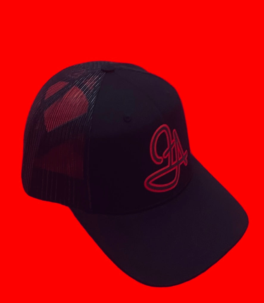 Fallon Aurielle 2 Tone Unisex Signature Classic Zip Hoodie Jogging Set (Black & Red)