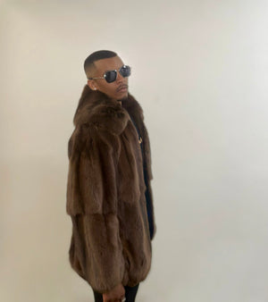 Fallon Aurielle layered Mink Fur Jacket (Natural Brown)