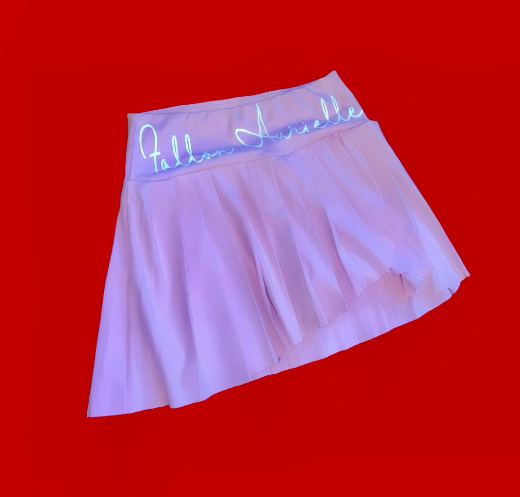 Fallon Aurielle Signature Classic 3 Piece Barbie Girl Tennis Skirt Set (Pink & White)