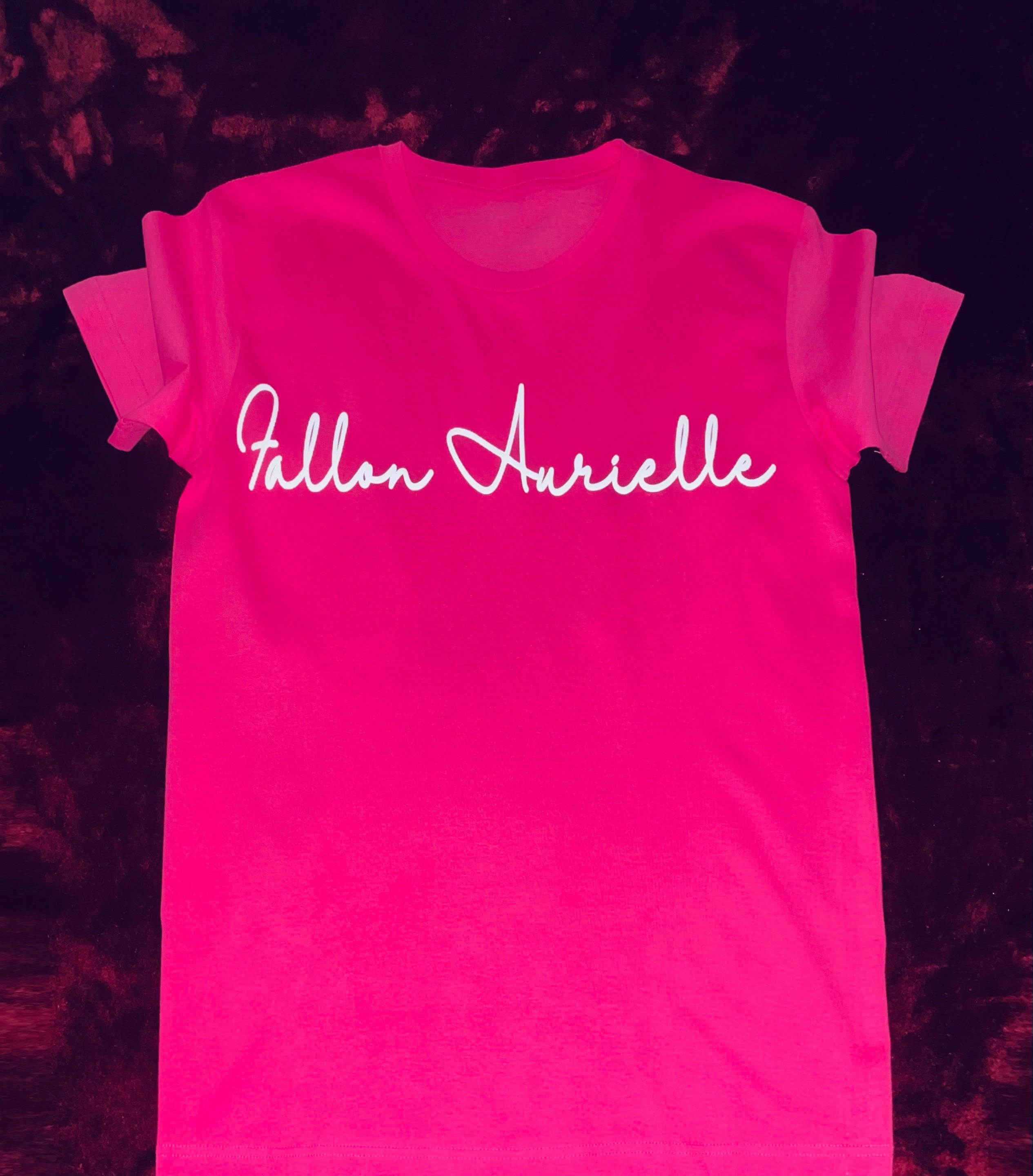 Fallon Aurielle Unisex Signature Pisces Logo Zodiac T-Shirt (Neon Pink & White)