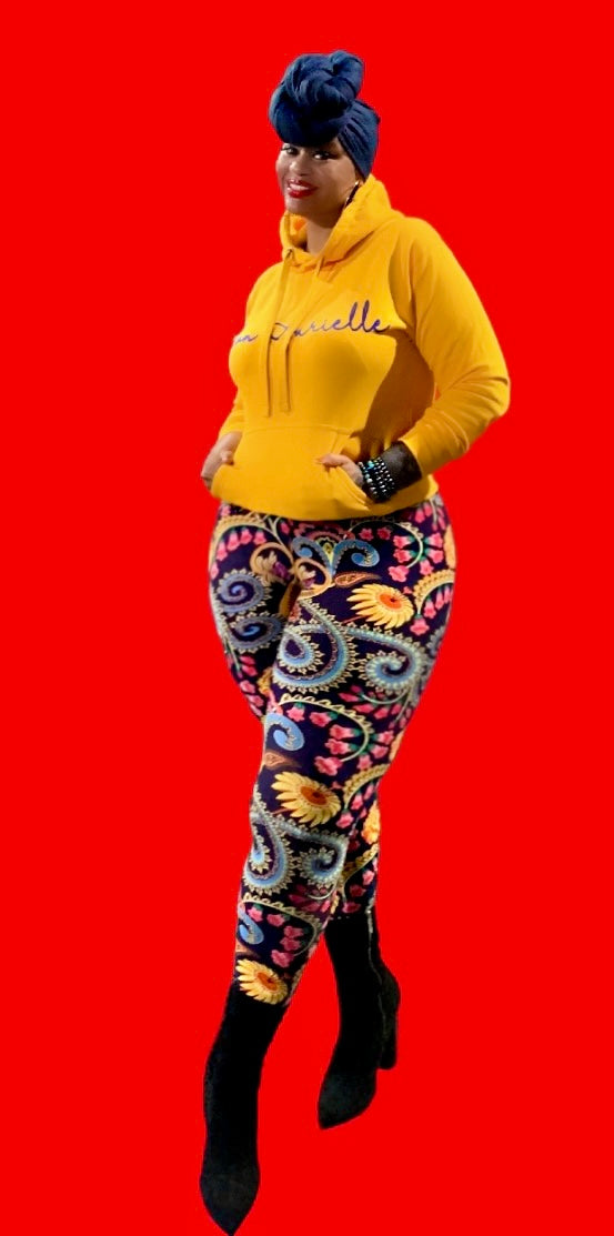 Blue Mania Curvy Plus Leggings (Navy Blue & Rainbow Multi)