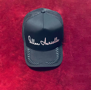 Fallon Aurielle Signature Classic Embroidered Trucker Snapback Hat (Black & Silver)