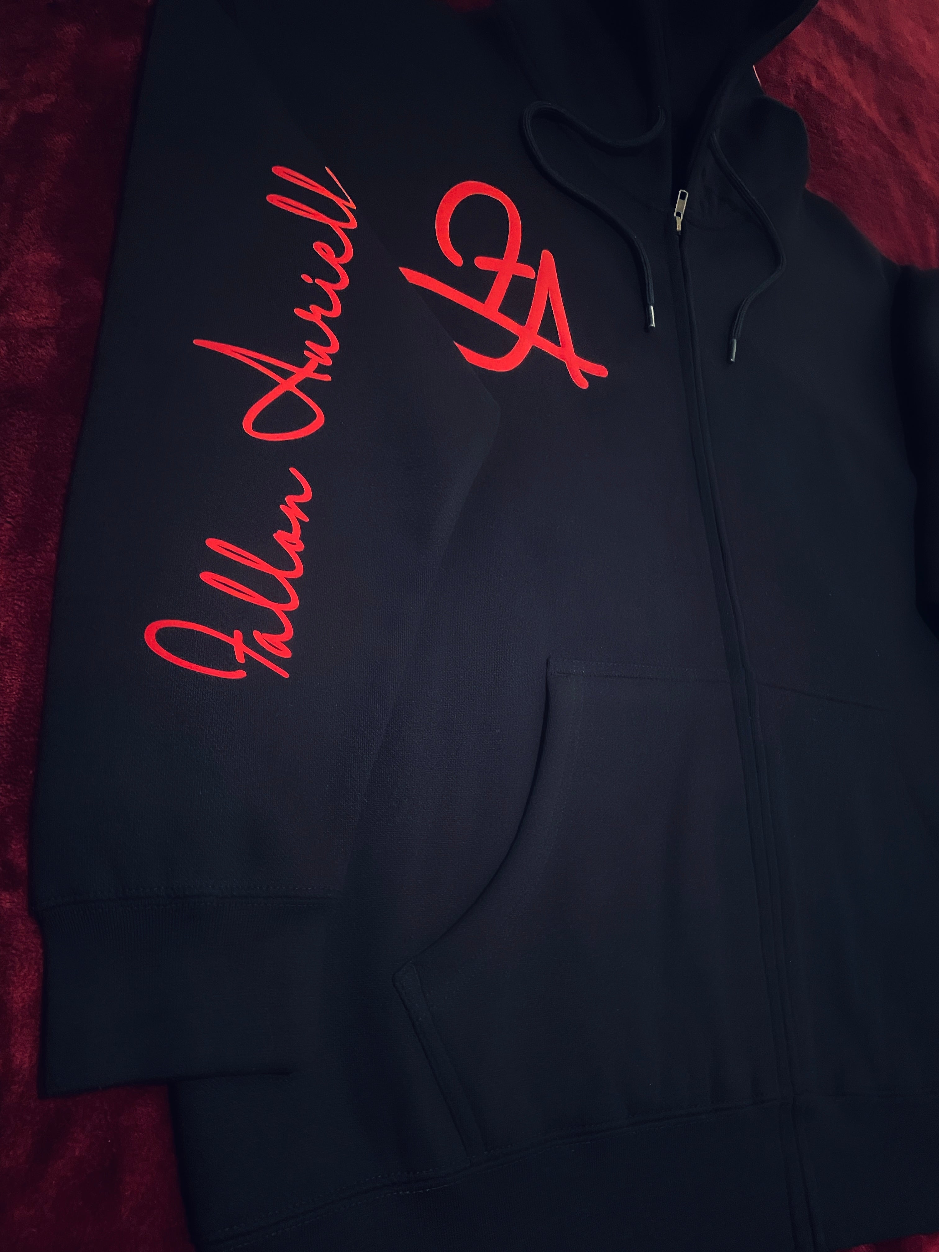 Fallon Aurielle Unisex Signature Leo Zodiac Zip Hoodie Jogging Set (Black & Red)