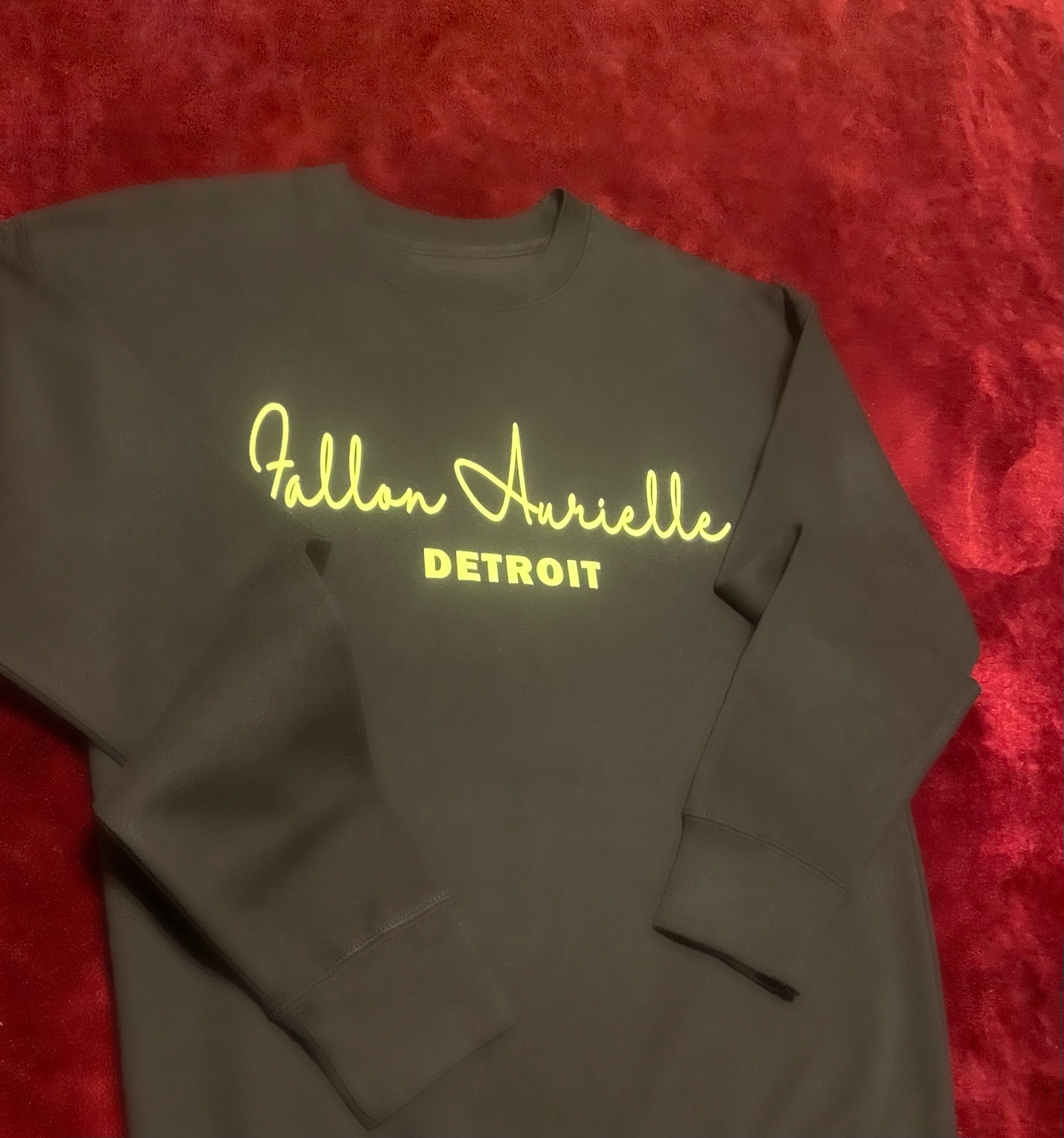 Fallon Aurielle Unisex Signature Detroit Rep Yo Set Crewneck Sweater (Black & Neon Yellow)