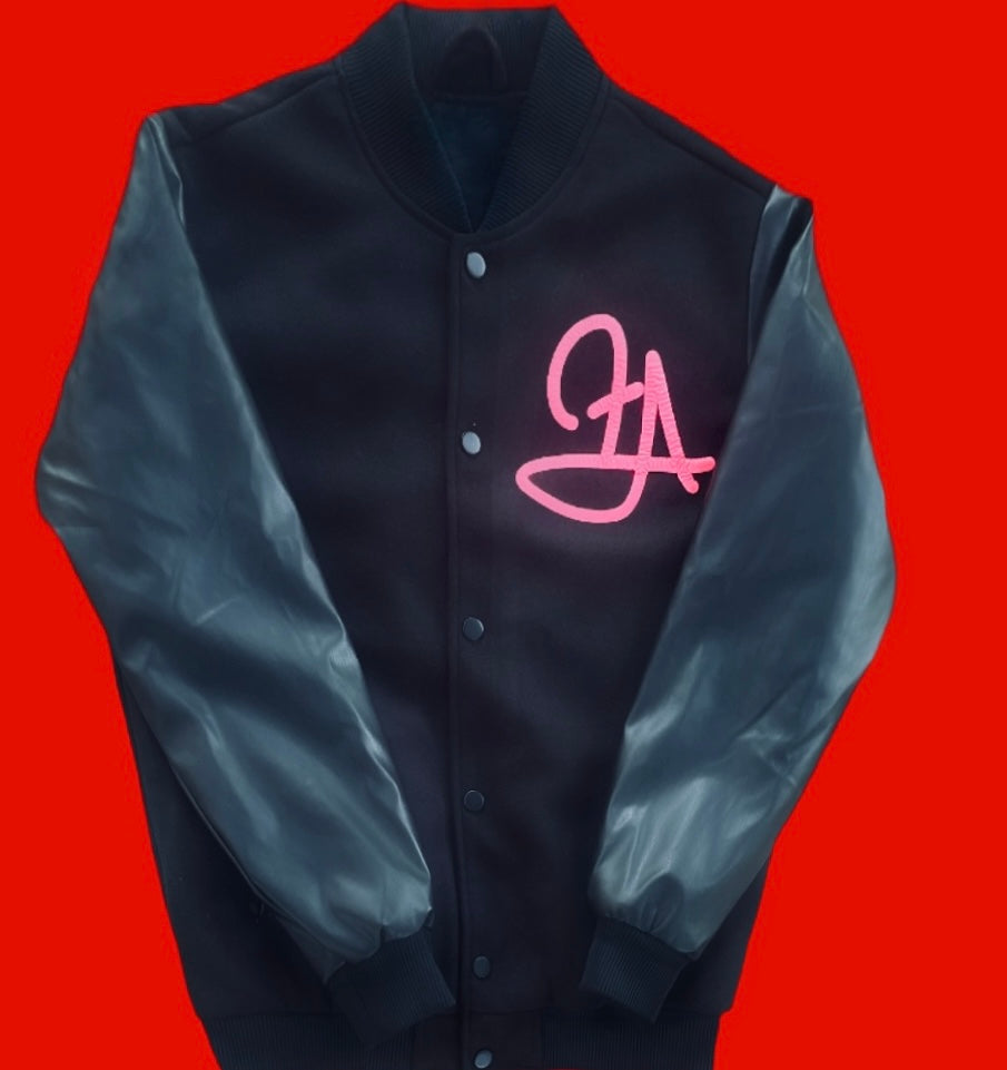 Fallon Aurielle Unisex Signature Los Angeles Rep Yo Set Members Only Jacket (Black & Neon Pink)