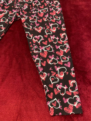 Love Me Long Time Capri Curvy Plus Leggings (Black, Pink, Red & White)