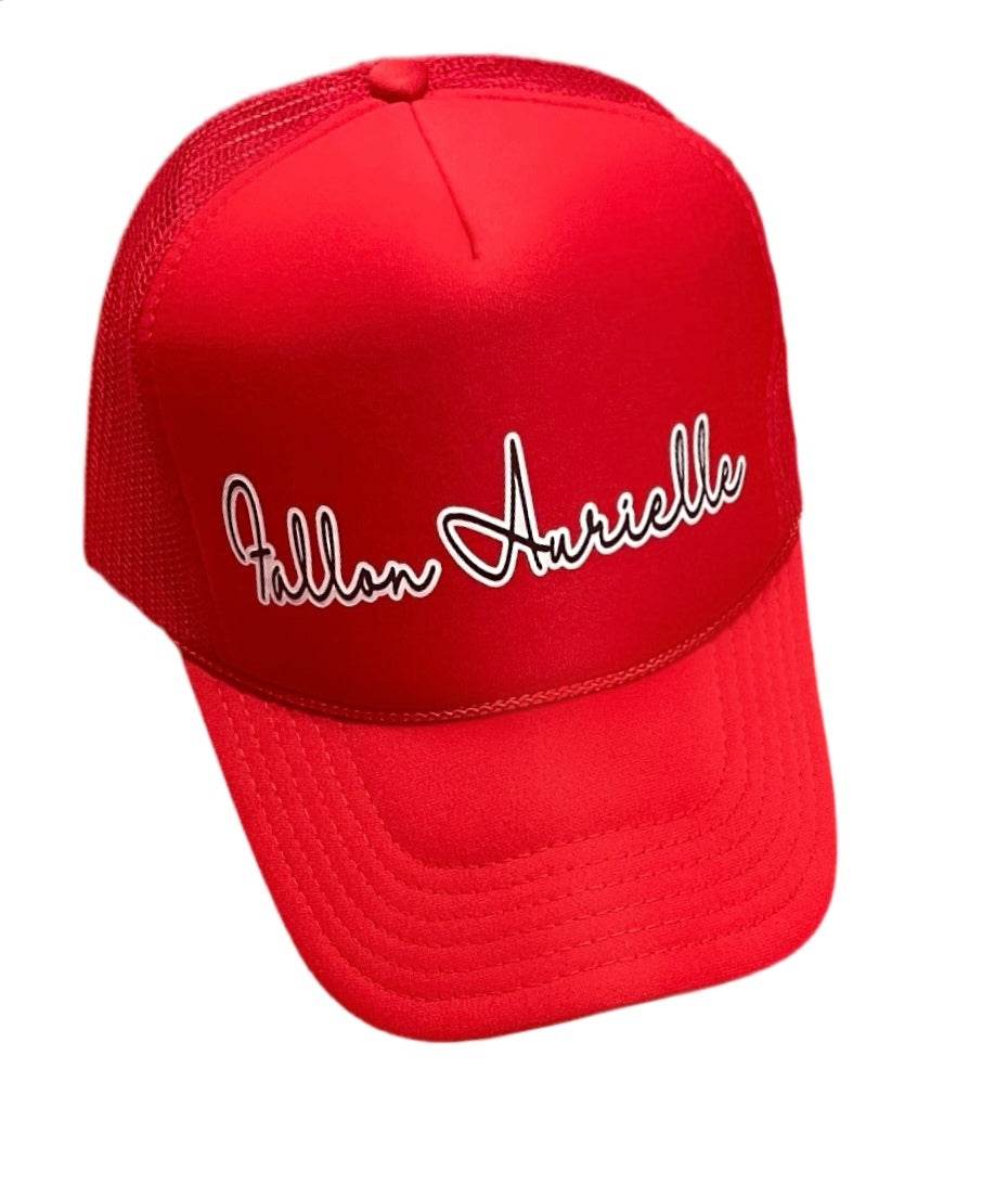 Fallon Aurielle 2 Tone Signature Classic Snapback Hat (Red White & Black)