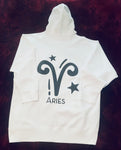 Fallon Aurielle Unisex Signature Aries Logo & Name Zodiac Hoodie (White & Black)