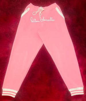 Fallon Aurielle Unisex Signature Sagittarius Logo & Name Zodiac Jacket Jogging Set (Pink & White)