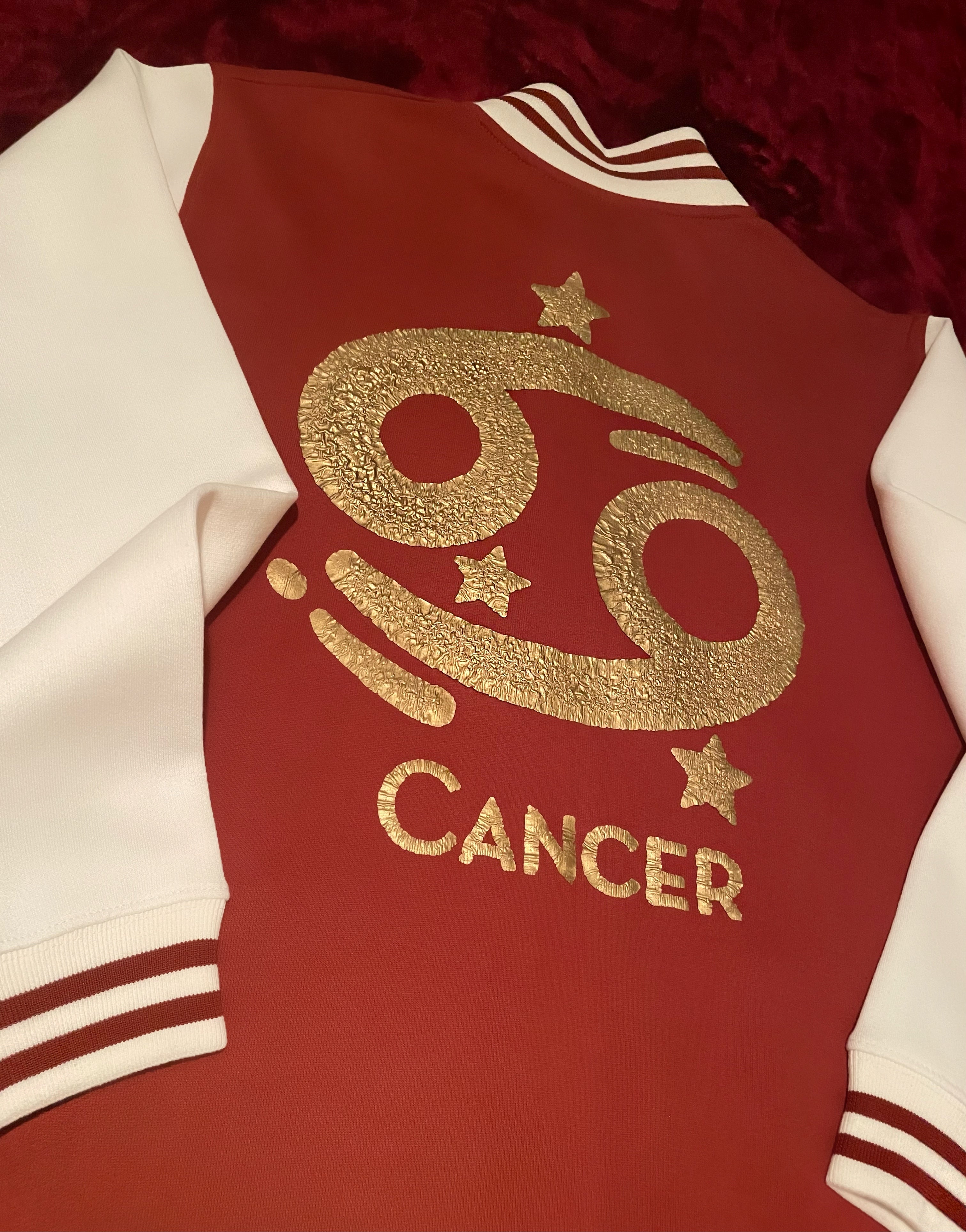 Fallon Aurielle Unisex Signature Cancer Logo & Name Zodiac Jacket Jogging Set (Burnt Orange, Antique Gold & Cream)