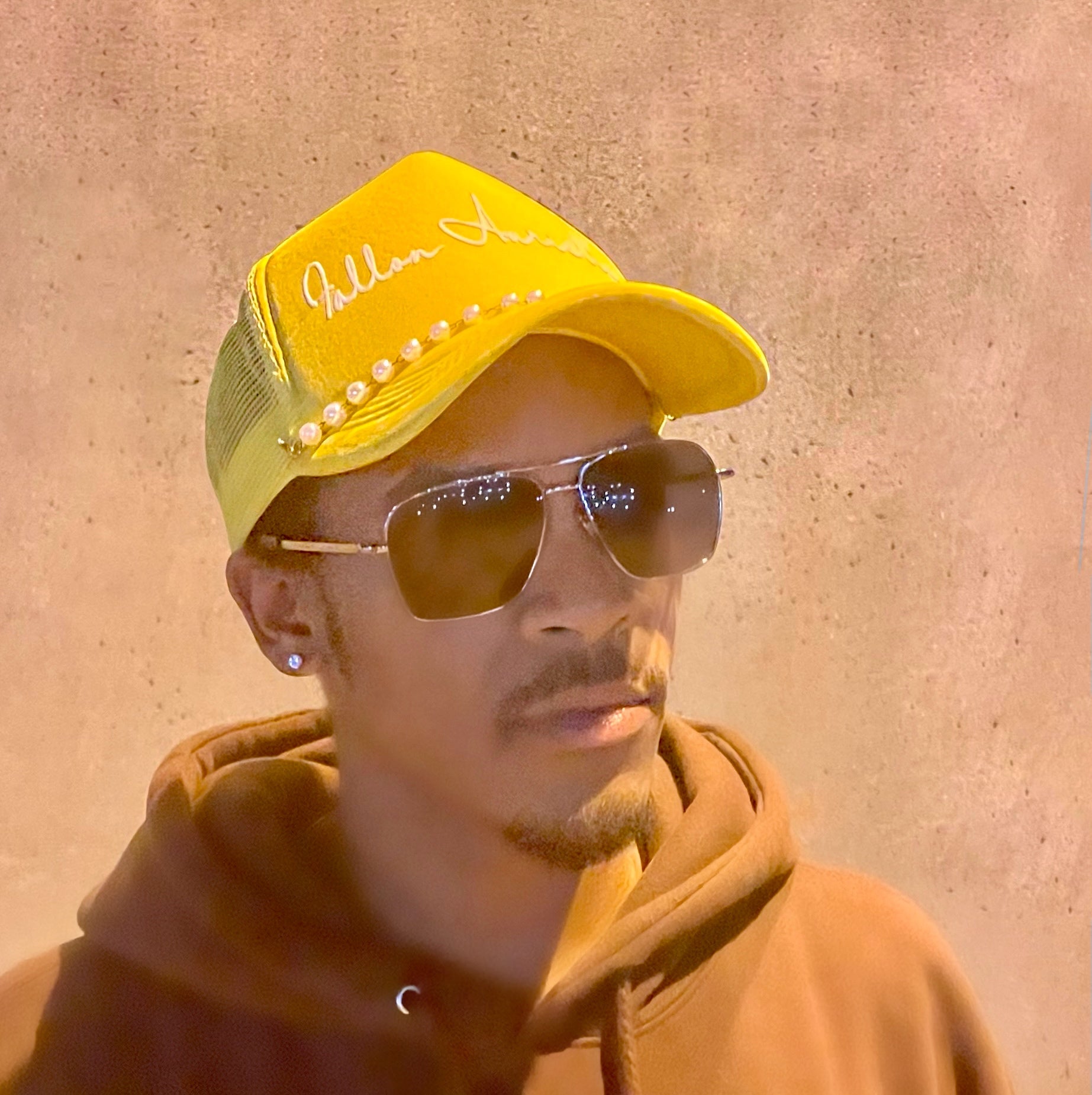 Fallon Aurielle Signature Classic Pearl Trucker Snapback Hat (Yellow & White)