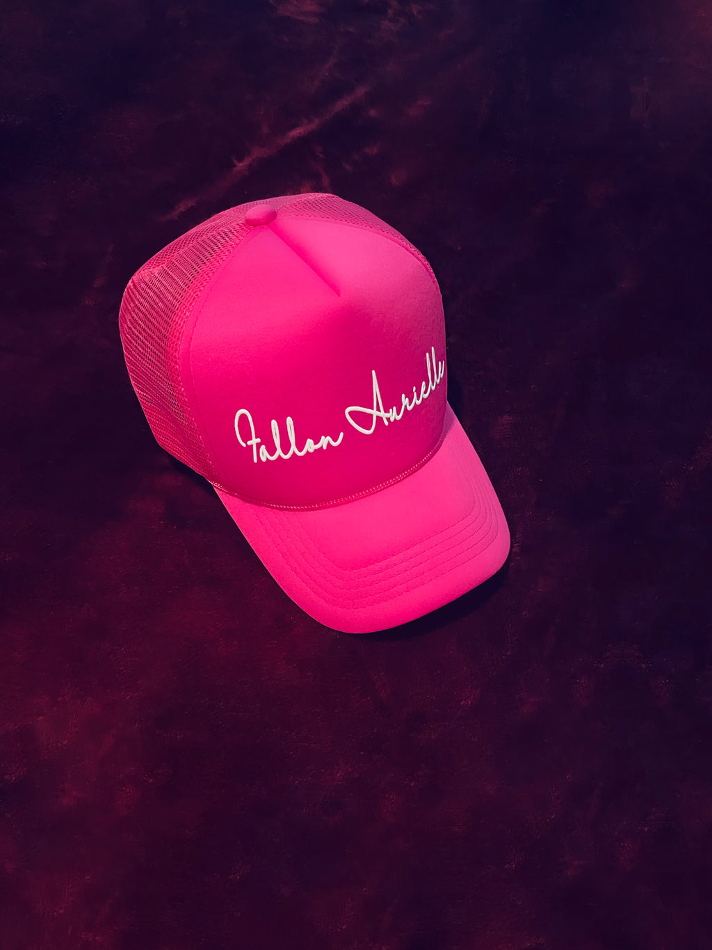 Fallon Aurielle Signature Trucker Snapback Hat (Neon Pink & White)